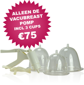 Vacubreast aanbieding van de pomp inclusief drie cups